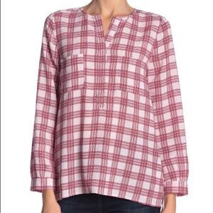 Joie Women’s Size Small Checkered Long Sleeve V Neck Double Pocket Blouse